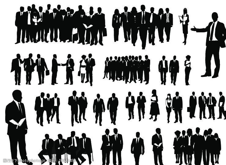 商务团队商务洽谈商务人物剪影图片