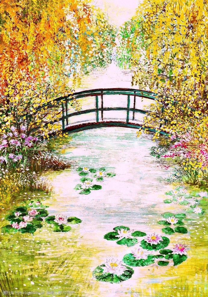 油画小桥流水图片