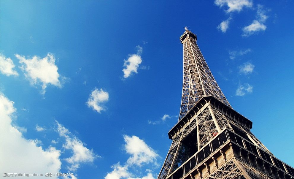 埃菲尔铁塔 建筑 蓝天 云彩 人气高清电脑桌面素材 建筑景观 自然景观