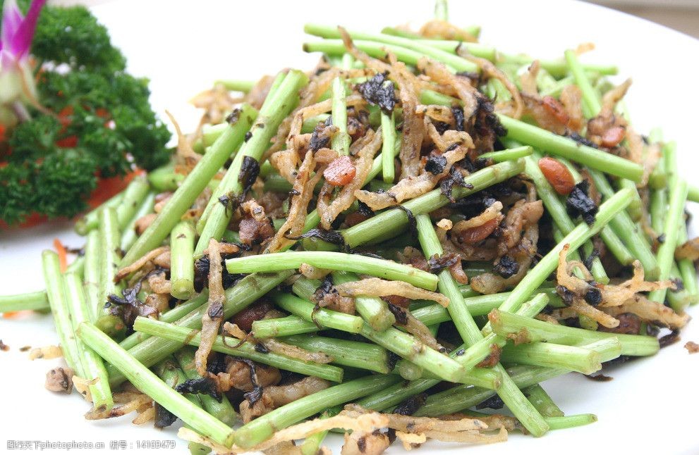 榄菜黄豆酱炒长寿草图片